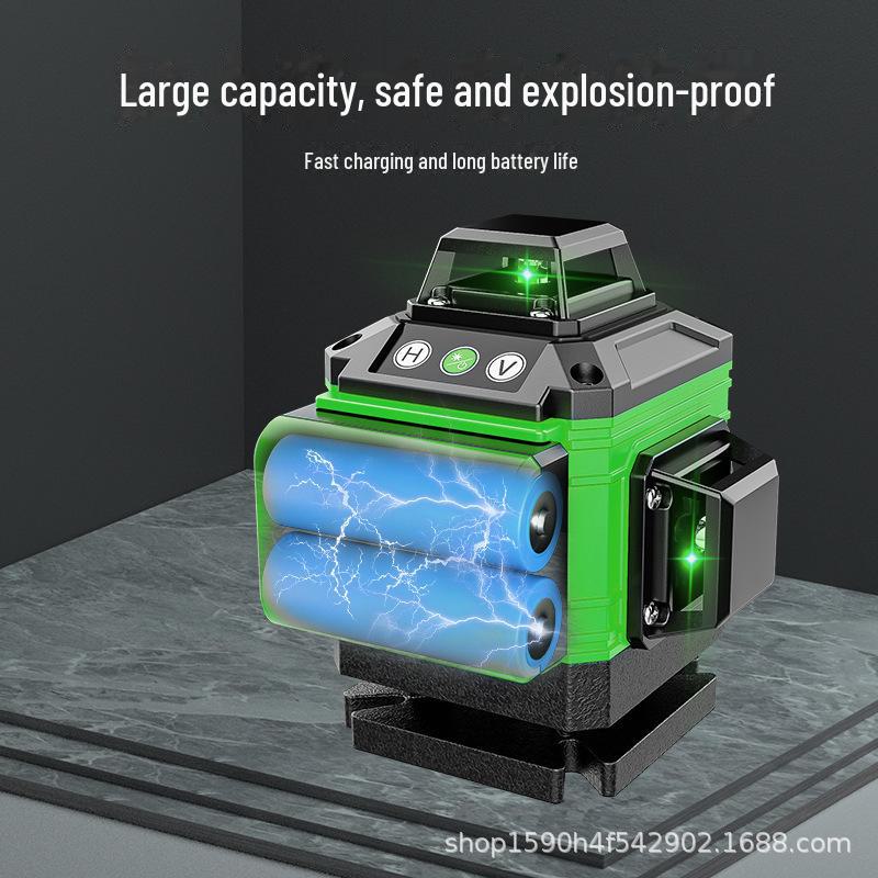 High-Precision 16-Line Laser Level with 12 Green Light Lines for Automatic Ground and Wall Leveling