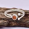 Red Gemstone Adjustable Ring In 925 Sterling Silver | Minimalist Open Ring | Handmade Stackable Jewelry Gift for Women