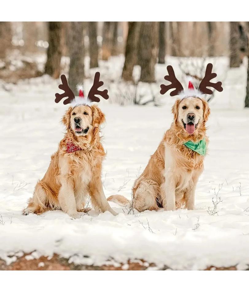 Christmas Decoration Pet Headwear Party Dress Up Antlers Hair Hoops Pet Supplies Christmas Hat Headbands Dog Elk Hair Hoops
