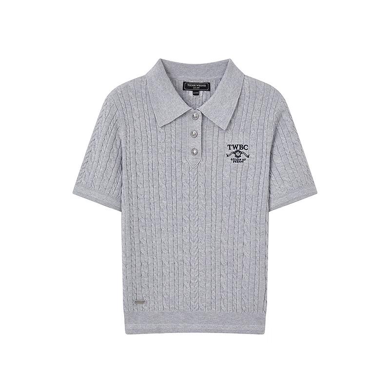 Teenie Weenie Women's Preppy Polo Short-Sleeved Knit Sweater