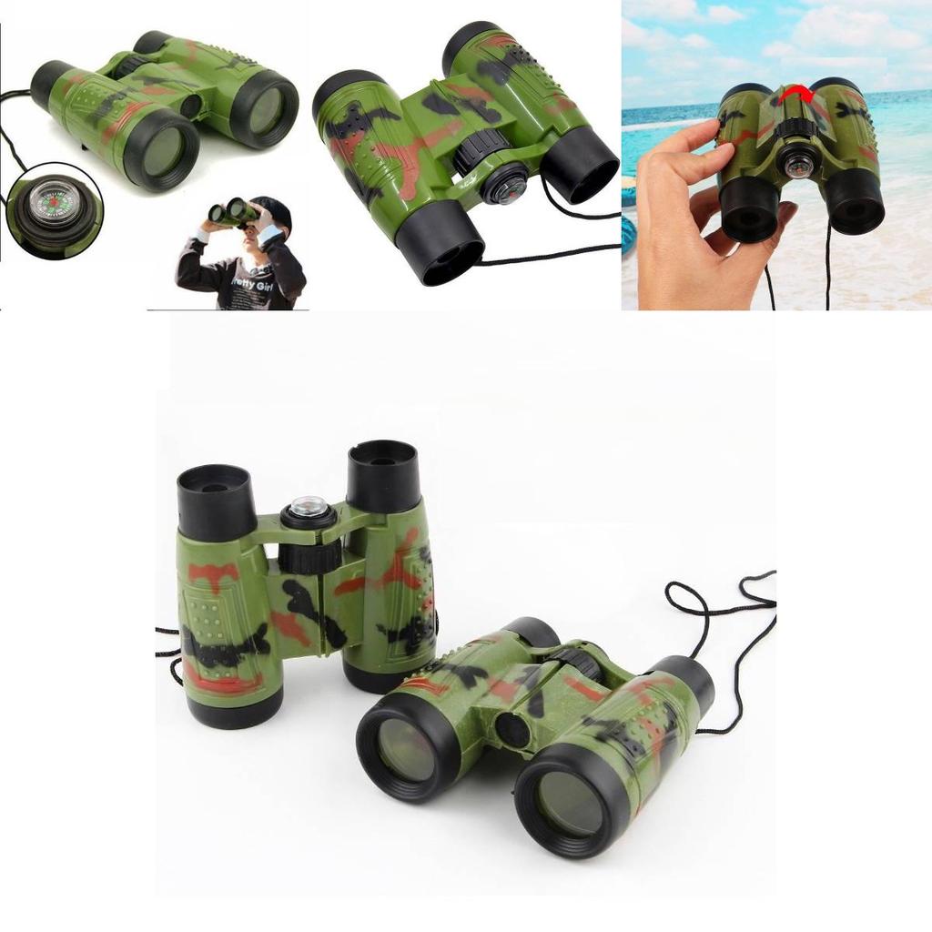 Foldable Kids Camouflage Binoculars With Compass For Outdoor Play