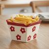 Keramisk Pommes Frites Skål Stripete Mønster Snacksbøtte Dekorativ Fruktsalat Skål Restaurant