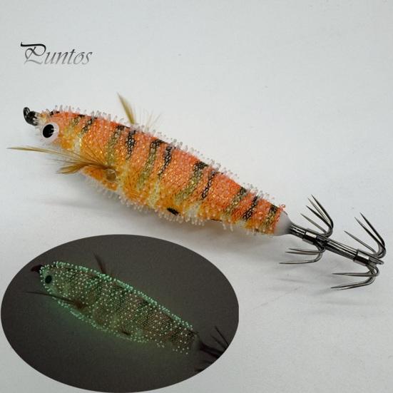 7.5CM/6G Bionic Shrimp Lure with Squid Hook Glow-in-the-dark Realistic Artificial Bait Saltwater Freshwater Bass Walleye Trout Fishing Accessories