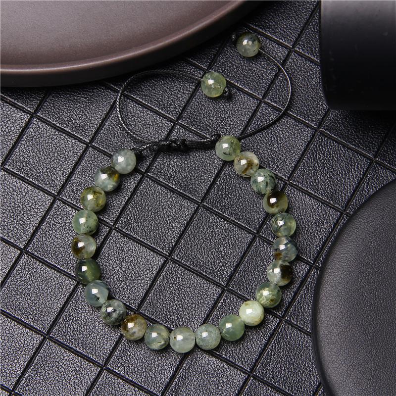 Pulseira trançada de pedra natural, jades verdes, turquesas africanas, contas, pulseiras de corda ajustáveis para homens e mulheres, presente criativo