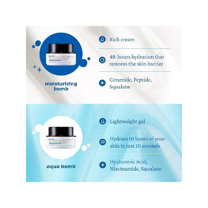 Belif Moisturizing Bomb 50ml – Daily Ceramide Moisturizer With Peptide & Squalane, 48hr Hydration & Anti-Aging Cream, Milky & Lightweight