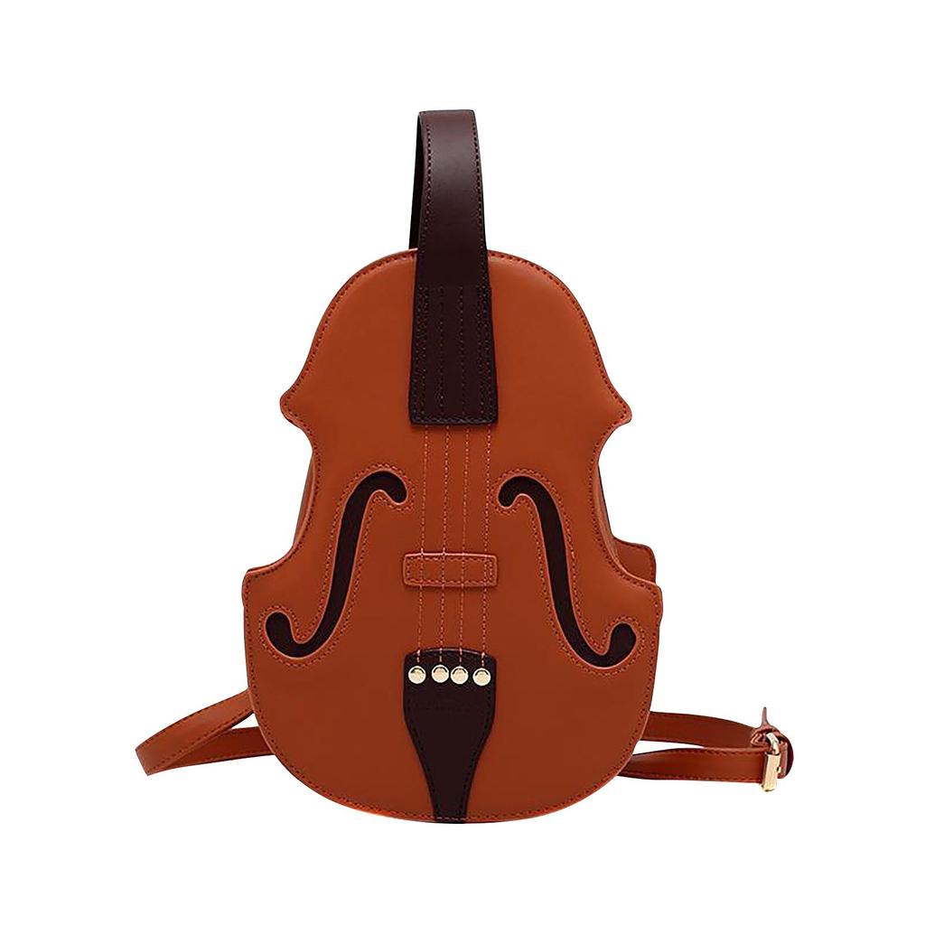 Vintage Violin Shaped Backpack Small Crossbody Bag Unique Accordion Style Shoulder Bag Casual Daily Use Lightweight Design