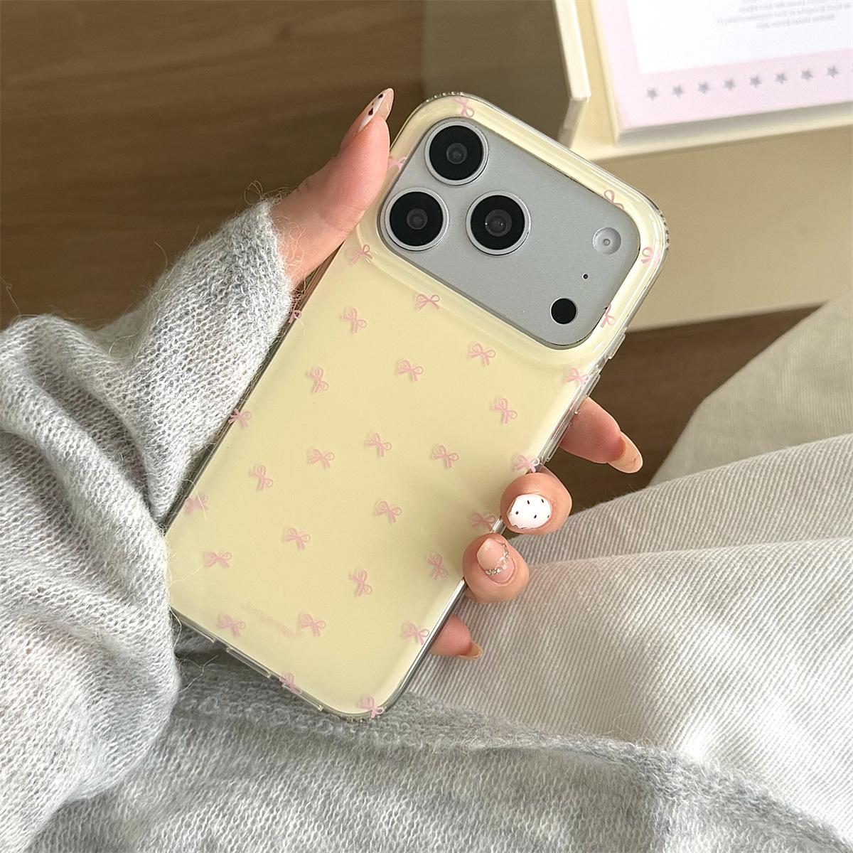 

Dual Layer Bow iPhone 14/13 Case - Anti-Fall Cover for Apple 17/16/15 Pro Max iPhone 15