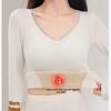 Women's Cashmere & Silk Lace V-Neck Long Sleeve Slimming Top Set