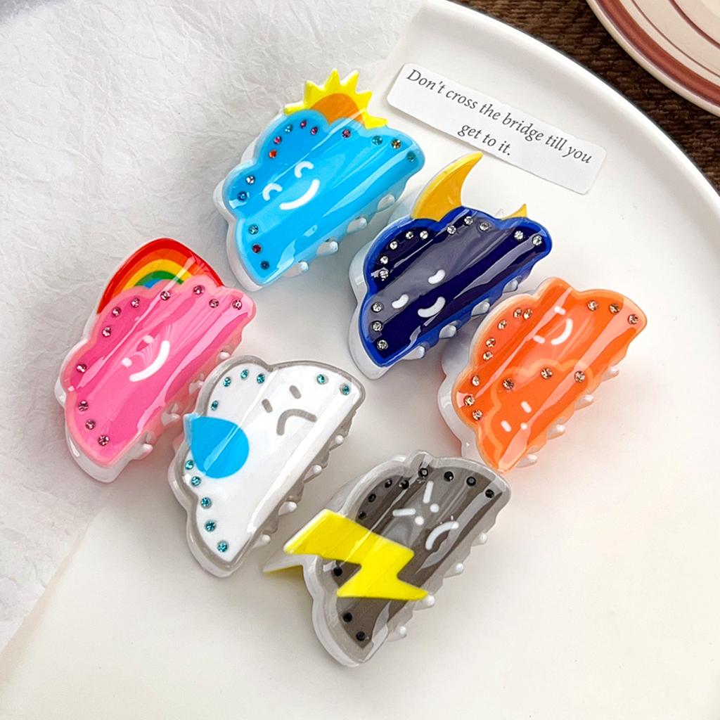 1pc Weather Series Grab Clip Fun Printed Hair Grab Small Top Clip Disc Hair Tail Clip Premium Shark Clip