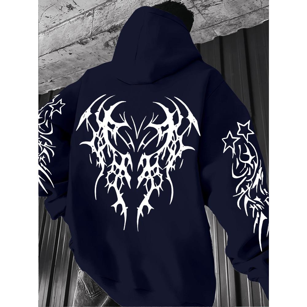 Dark Style Pattern Print Men'S Fashion Hooded Sweatshirt, Casual Versatile Hoodie