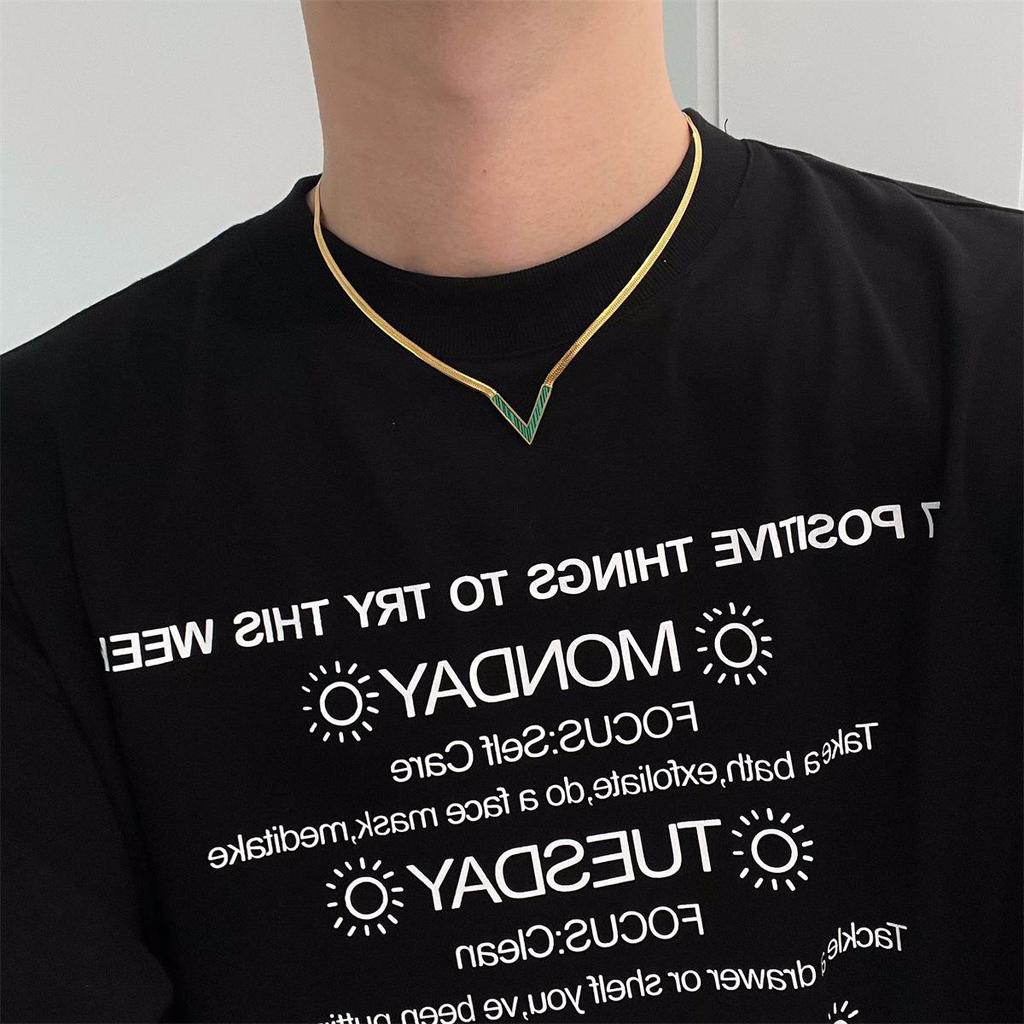 V-Shaped Snake Bone Titanium Necklace: Hip Hop Style, Unisex Design, Clavicle Chain, Sweater Chain