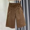 Women's Pure Cotton High Waist Cropped Work Pants, Summer 2026, Plus Size, Petite, Casual Loose Fit