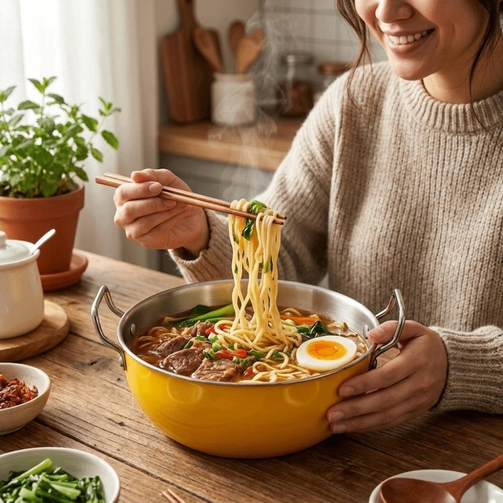 Food Grade Dual Handle Bowls Stainless Steel Kitchen Cooking Bowls Instant Noodle Bowl Kitchen