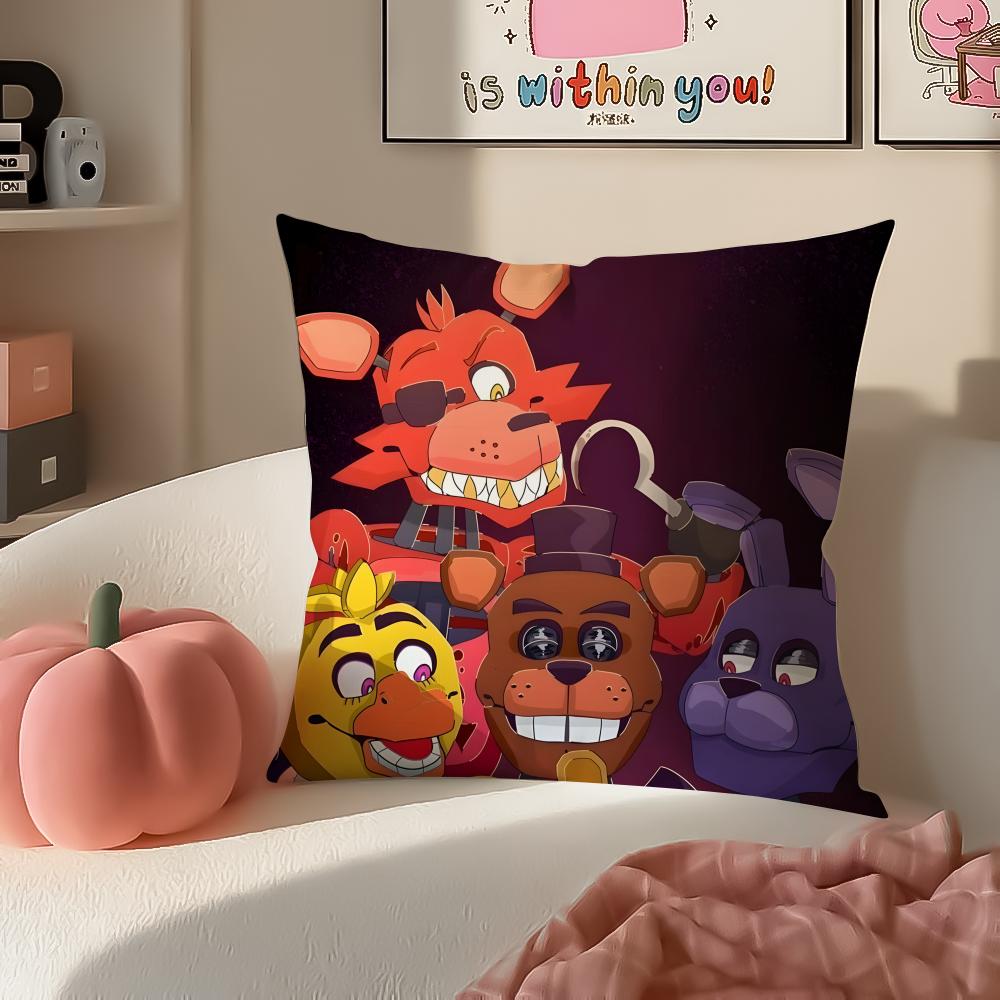 Horror Game FFive Nights At Freddys Cushion Cover Pillowcase Short Plush Invisible Zipper Room Sofa Cushion Cover