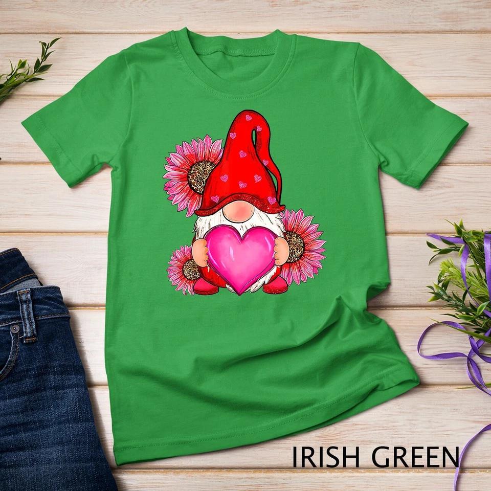 Happy Valentine s Day Gnome with Leopard Sunflower Valentine Unisex T-shirt 5 S