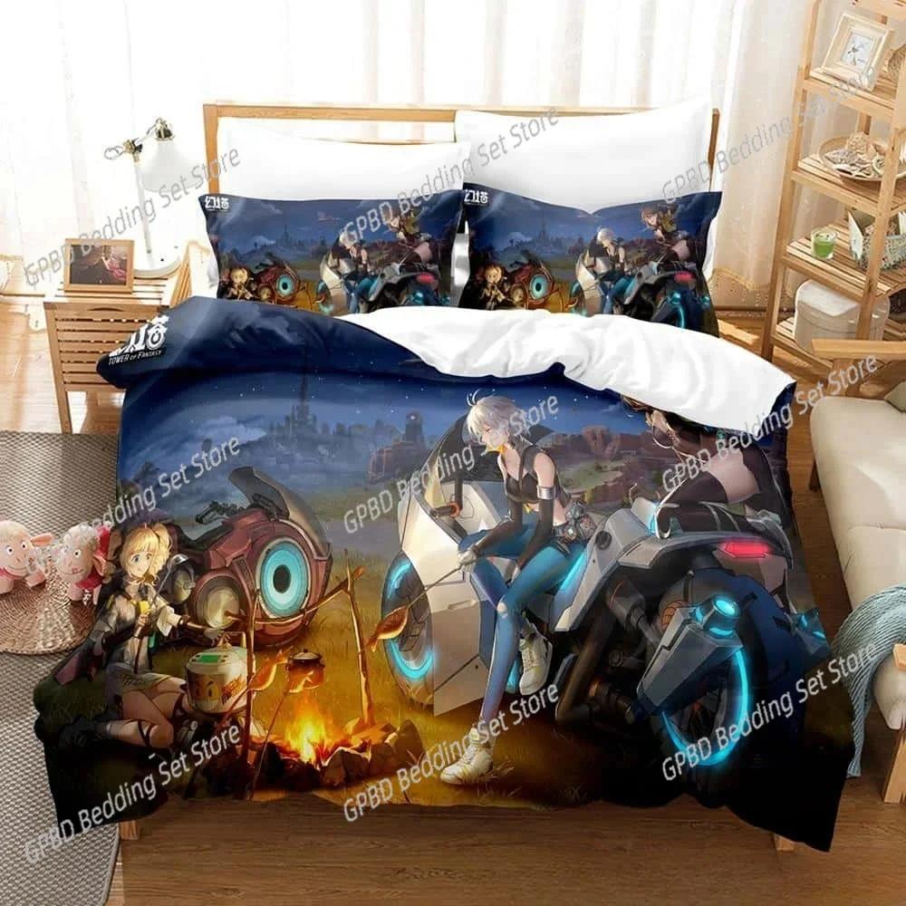 Comforter 3D Printing Game Tower Of Fantasy Anime Bedding Set Bedroom Soft Modern S Comefortable Quilt