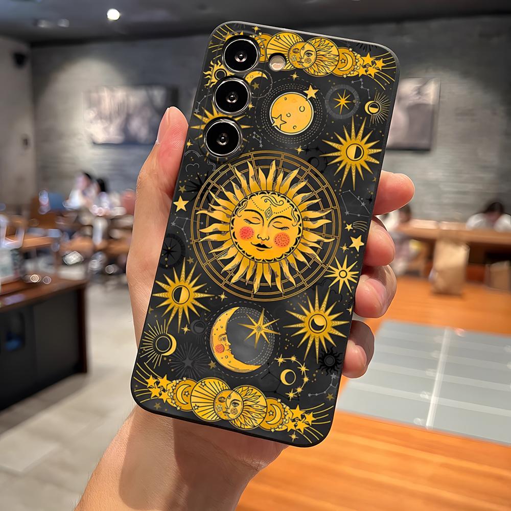

Чехол для телефона Samsung S26 S24 Ultra S25 S23 Fe S22 S20 S21 Plus A16 A54 A34 A53 Задняя крышка Ретро-стиль Лицо Солнце Звезды Samsung s21plus