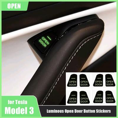 8 Pezzi Pulsante Apertura Porta Auto Adesivi Luminosi Bracciolo Alzacristalli Pulsante Interruttore Decalcomania Accessori Interni Auto per Tesla Model 3 Y