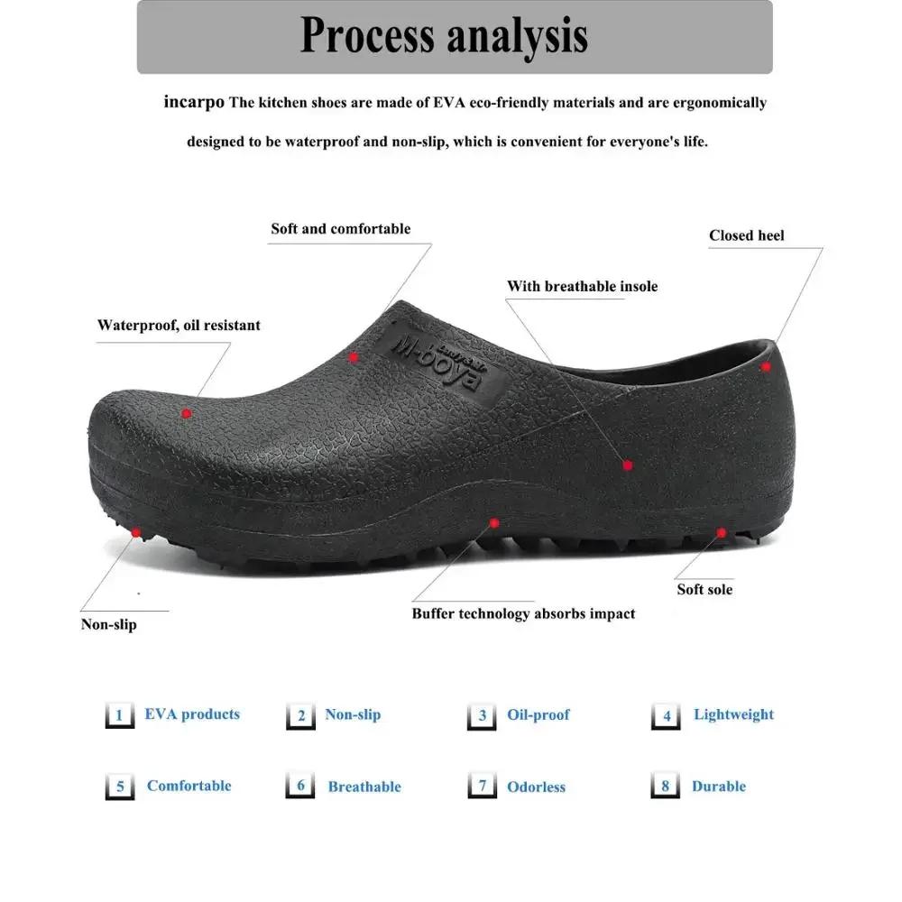 Hotel Kitchen Clogs Non-slip Chef Shoes Casual Flat Work Shoes Breathable Resistant Kitchen Cook Working Shoes Size Plus 38-44