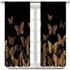 2pcs Black Golden Butterfly Printed Curtains, Modern Art Vintage Fluttering Butterflies Shading Curtains For Bedroom Living Room