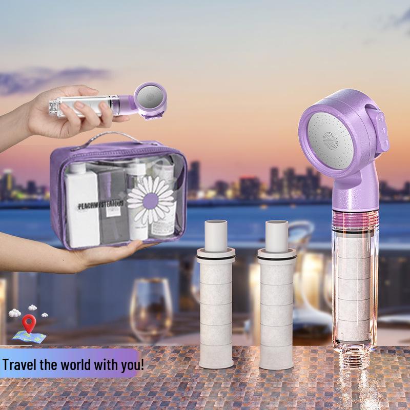 Lotus Head Universal Travel Shower Filter - Powerful Mini Showerhead for Hotels