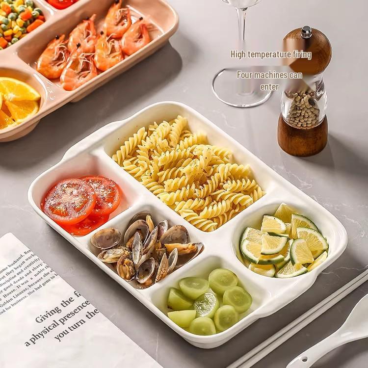 Multi-Compartment Ceramic Plate for Kids & Adults - Ideal for Weight Loss & Postpartum, Aesthetic Design for Balanced Meals