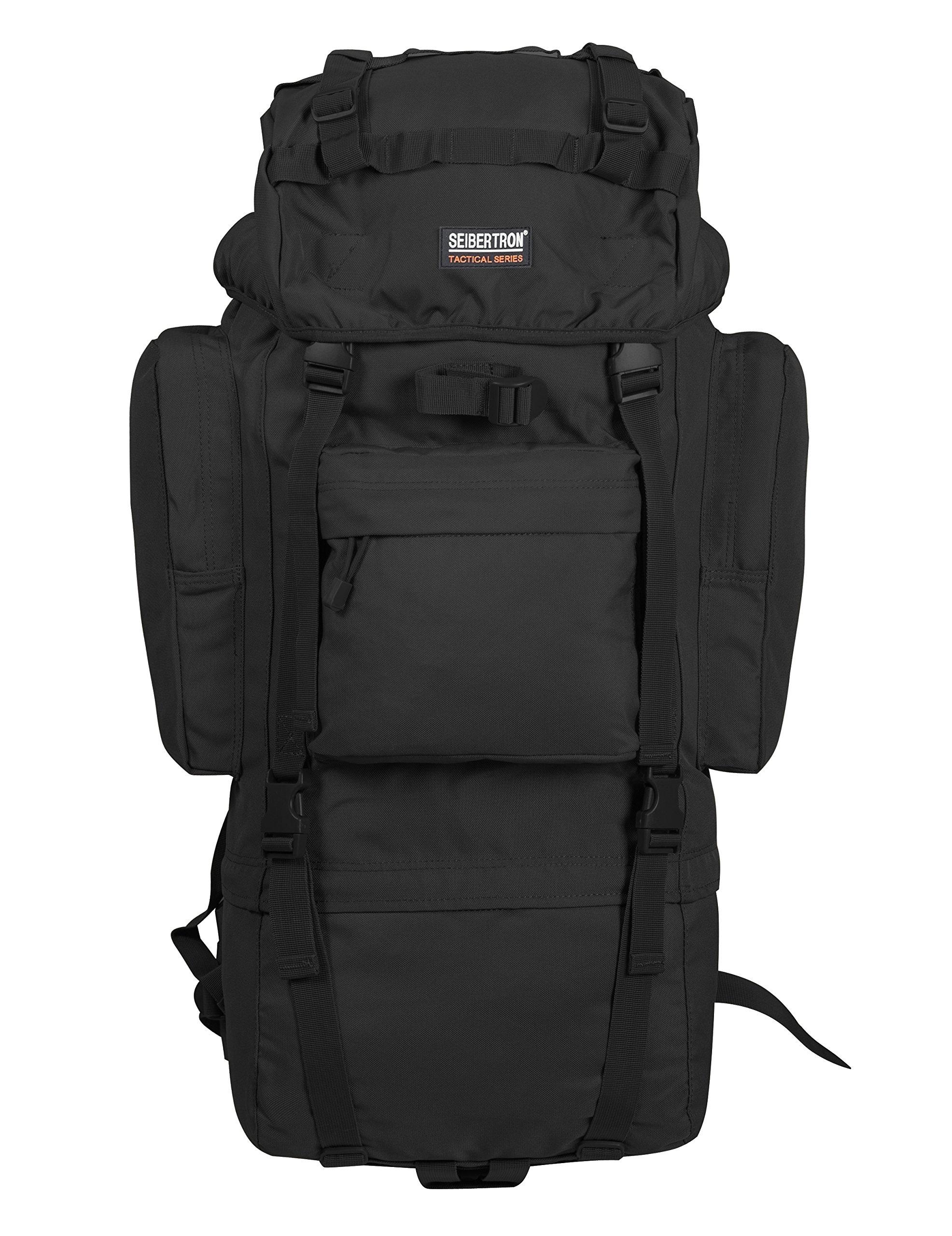 Seibertron 65L Large Capacity with Rain Multifunctional Outdoor Black Backpack, Cover, Backpack,