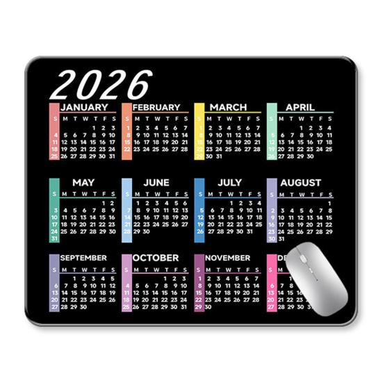 2026 Calendar Mouse Pad Rectangle Waterproof Home Office Gaming Computer Laptop Mousepad Desk Mat with Non-slip Rubber Base PC Accessories