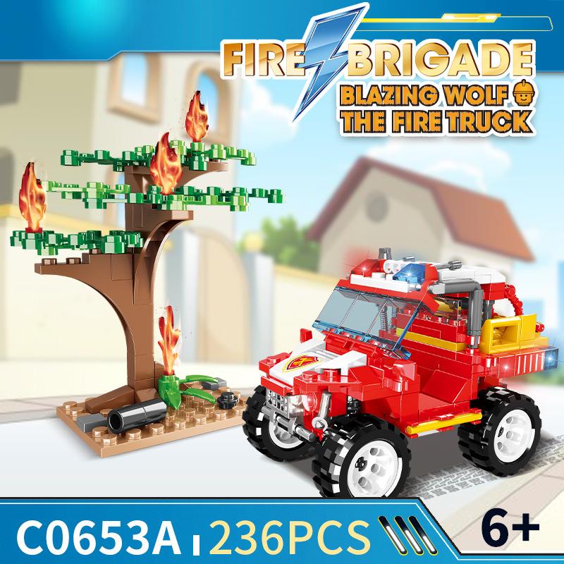 

Мальчик из мелких деталей, собранный из строительных блоков, Пожарная линия, Спасение, Пожарный, Интерактивный подарок для родителей и детей, Модель автомобиля