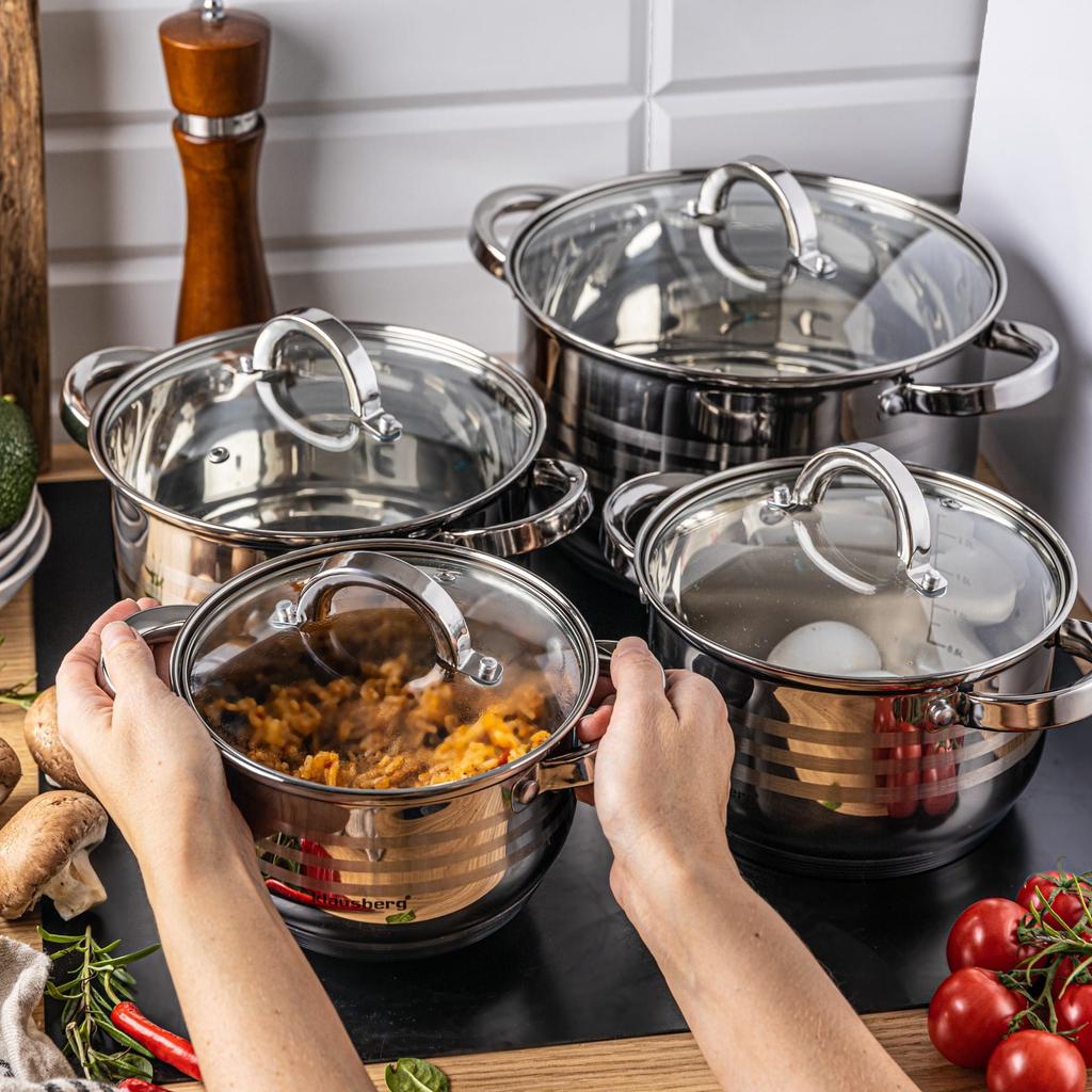8-piece Steel Pot Set. 2.1/2.9/3.9/6.6L KLAUSBERG KB-7694