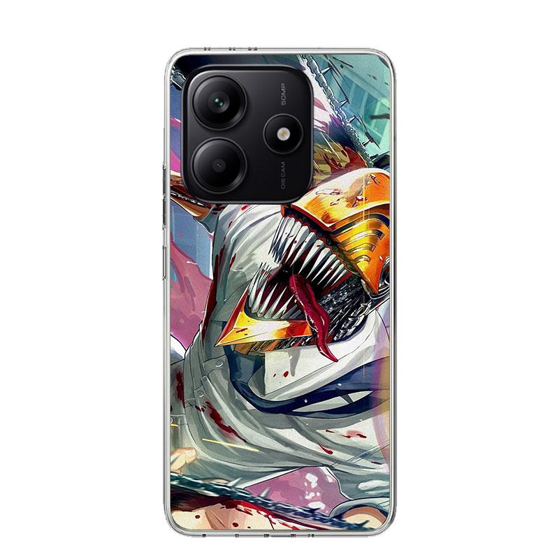 

C-Chainsaw Mans Denji Phone Case For Xiaomi Redmi Note 15 14 13 12S 12 Pro Plus 11S 11E 11 11T 10S 10 Art Soft Pattern Cover Red Redmi Note 14 5G