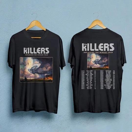 

Crew Neck T - Shirt with The Killers Mirage Tour Creative - Inspired Graphic Featuring Music Art for Fans The Killers 4XL
