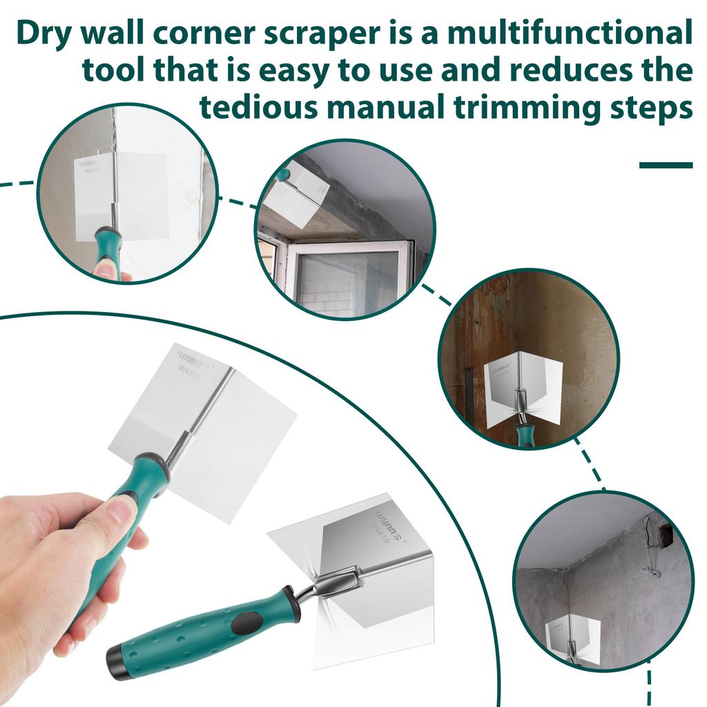 2Pcs Drywall Corner Tool Set 3 Inch Stainless Steel Inside and Outside Corner Trowel Drywall Corner Knife for Corner Finishing