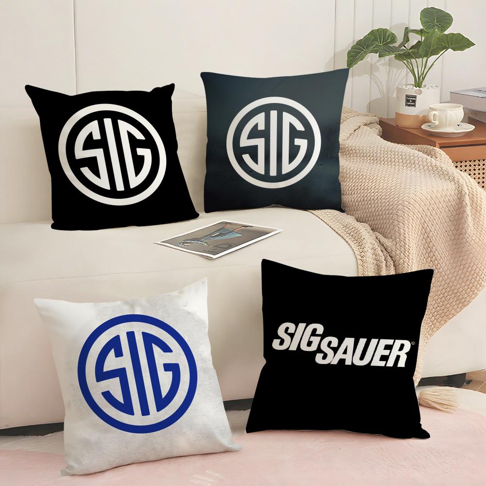 SSig SSauer Cushion Cover Short plush Doublesided Print Square Throw Pillow Covers Sofa Home Cushion Decor