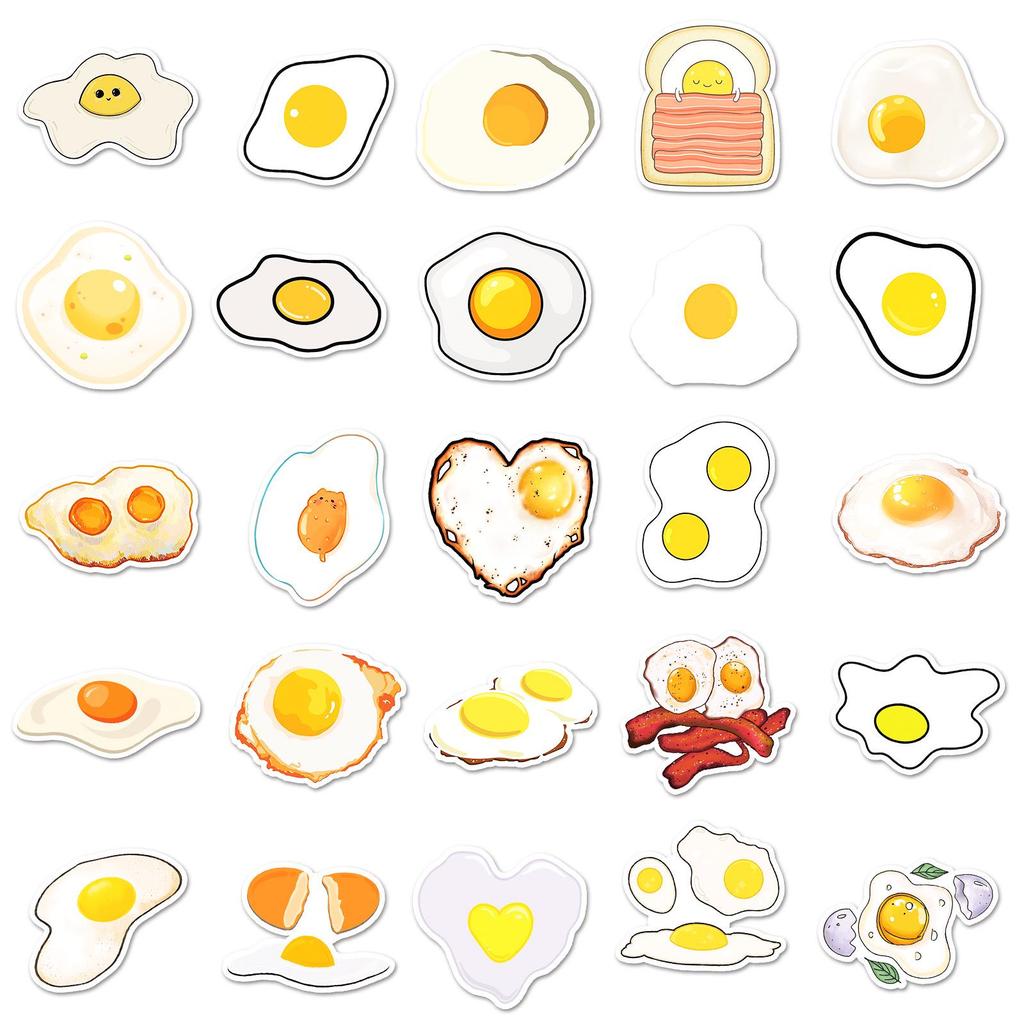 50pcs Cartoon Egg Stickers for DIY Decoration and Journaling