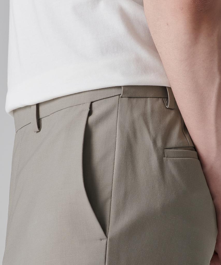 MUSINSA STANDARD Summer Wool Relaxed Tapered Hidden Banding Crop Slacks [Light Beige]