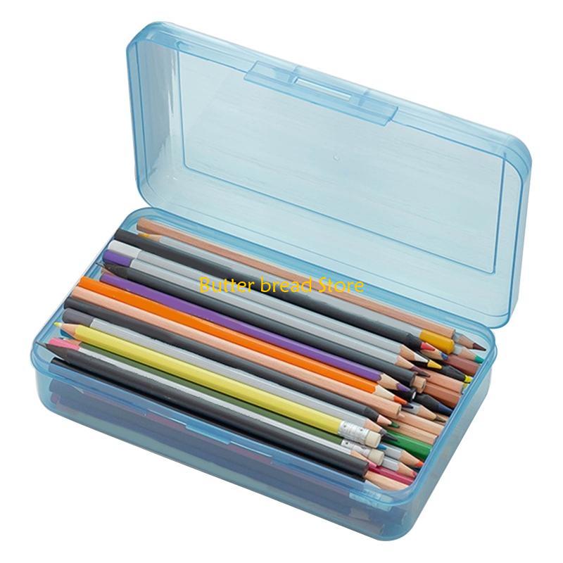 W89C Large Capacity Pencil Box Plastic Pencil for Case Office Supplies Storage Organi синий