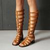 Brown Women Gladiator Sandals Med Block Heel Lady Casual Shoes Large Plus Size 48