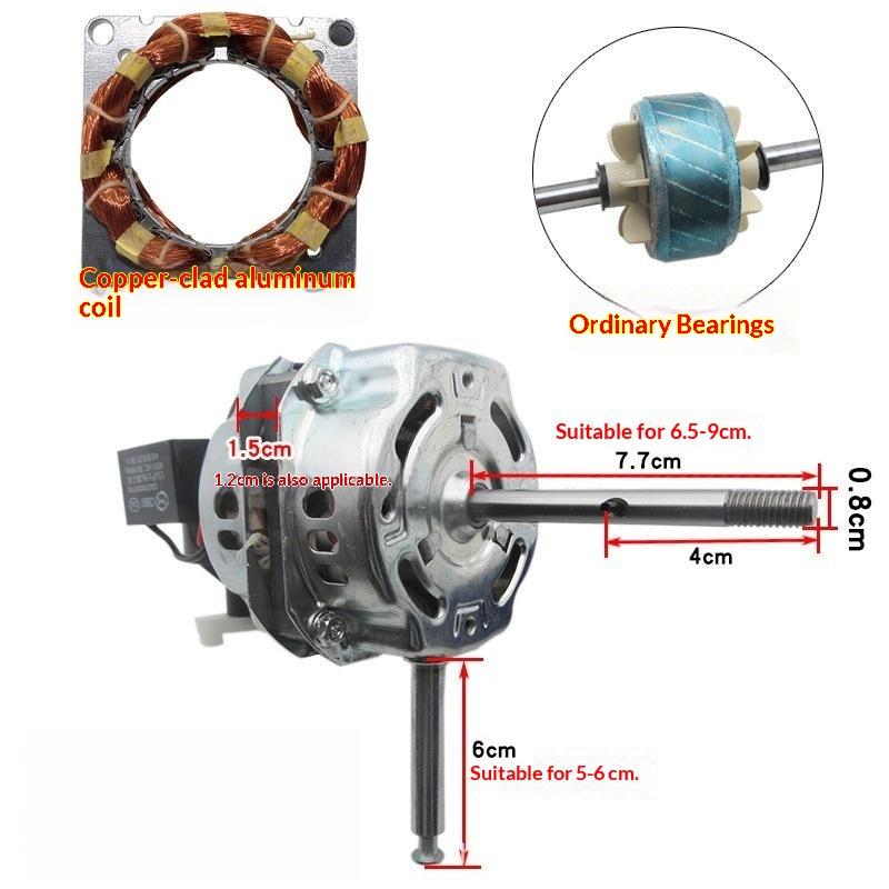 Electric Fan Motor 220V Copper Wire Dual Ball Bearing High Speed Replacement Motor for Home Fan Repair