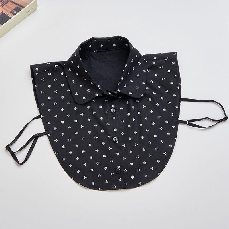 

Fashion White Printed Collar lapel Shirt Fake False Collar For Women Black Detachable Collars For Women Half Shirt Faux Col Tie