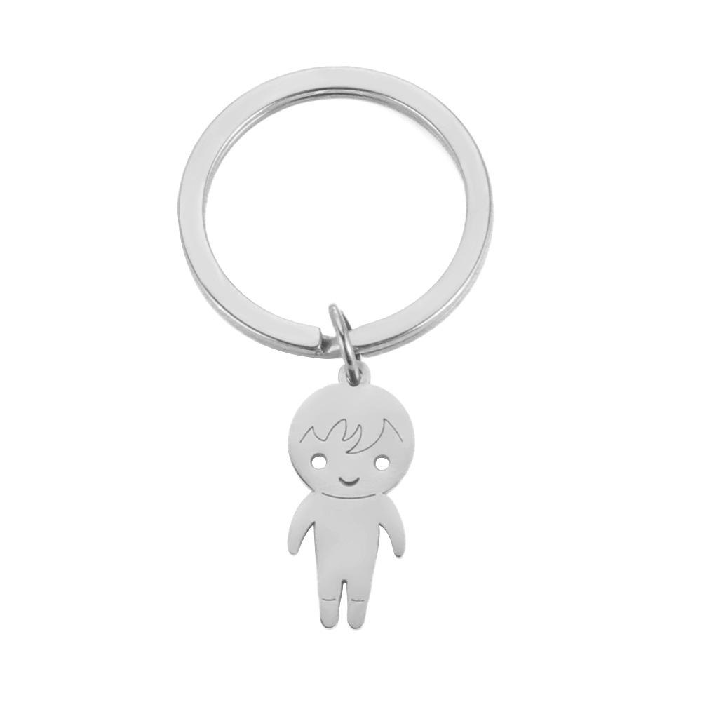 Cartoon Boy Girl Stainless Steel Keychain Sweet Couple Design Fashion Bag Pendant Practical Romantic Gift