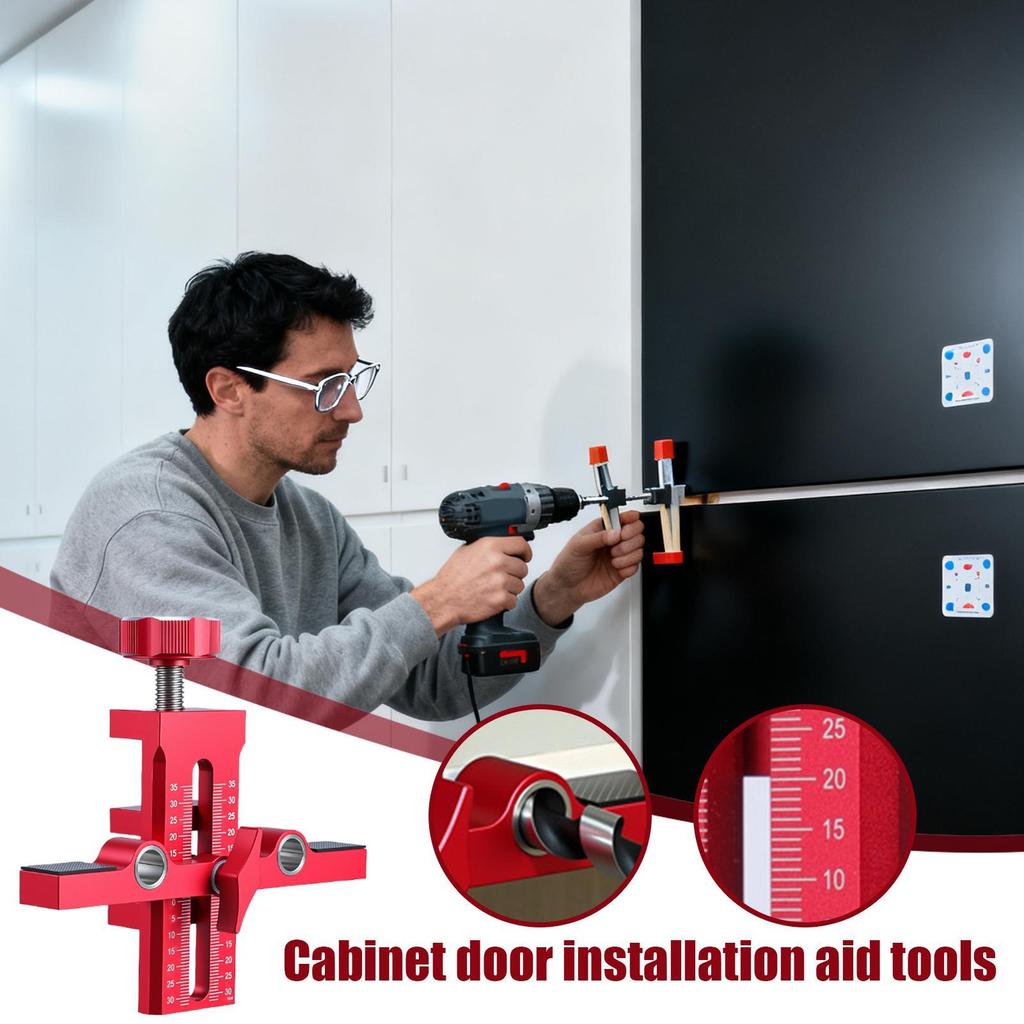 Cabinet Door Installation Jig Double-Hole Alignment With Adjustable Positioner Cabinet Door Mounting Support For Home Office
