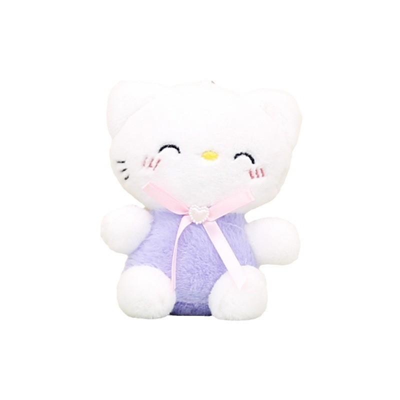 Adorable Plush Cat Keychain With Cute Bow Soft Pp Cotton Mini Cat Doll