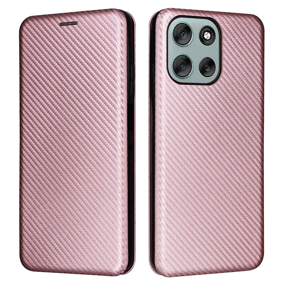 For Motorola Moto G56 5G Case Carbon Fiber Texture Drop-Proof PU Leather Phone Cover