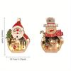 1 Set Christmas Wooden Ornaments with LED Lights, Santa and Snowman 3D Holiday Figures, Battery Operated ,AAA x 2, Not Included, Festive Home Decor,