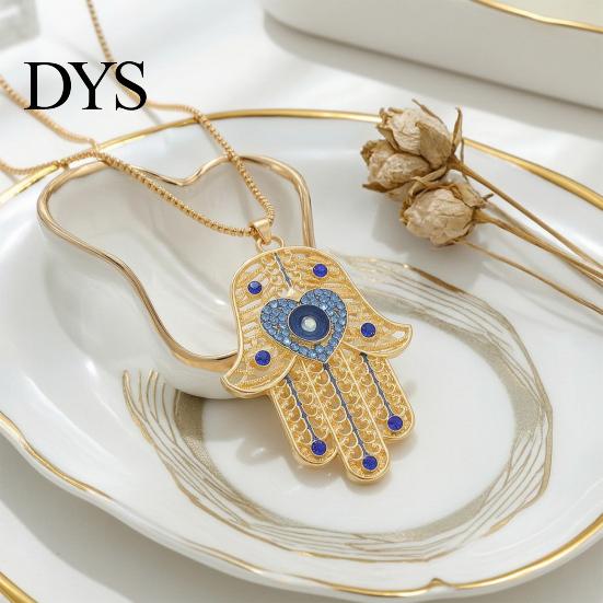 Devil Eye Jewelry Necklace Vintage Chain with Hamsa Hand Pendant Rhinestone Palm Gifts for Women Wife Girlfriend Scratch Resistant