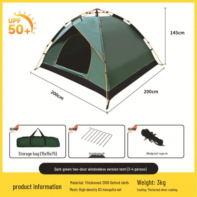 Automatic Portable Double Layer Tent - Quick Setup, Rainproof, Folding for Camping & Beach