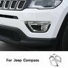 2x Front Fog Light Lamp Cover Trim Frame Decoration For Jeep Compass 2017+Chrome