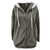 Winter Women Fashion Loose Plush Hooded Coat Long Sleeve Zipper Pocket Solid