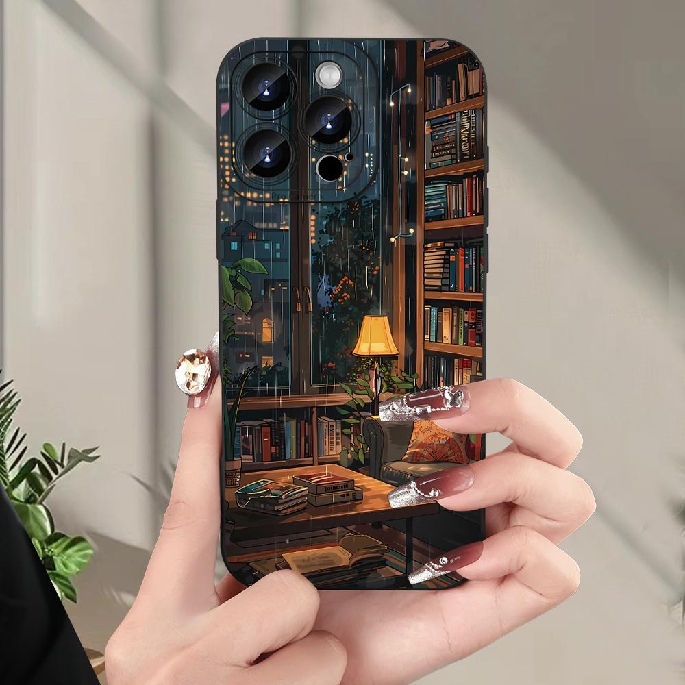 Hot Selling Indoor Bookshelf Pattern Phone Case for iPhone 17 16 15 14 13 12 11 Pro/ Max /Plus Anti-fall and Shockproof